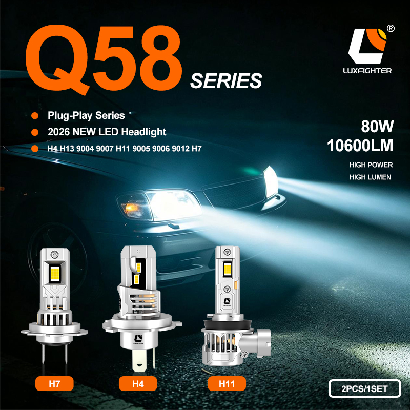 완전히 새로운 LUXFIGHTER 2026 Q58 시리즈 플러그인 LED 자동차 헤드라이트가 공식 출시되었습니다.